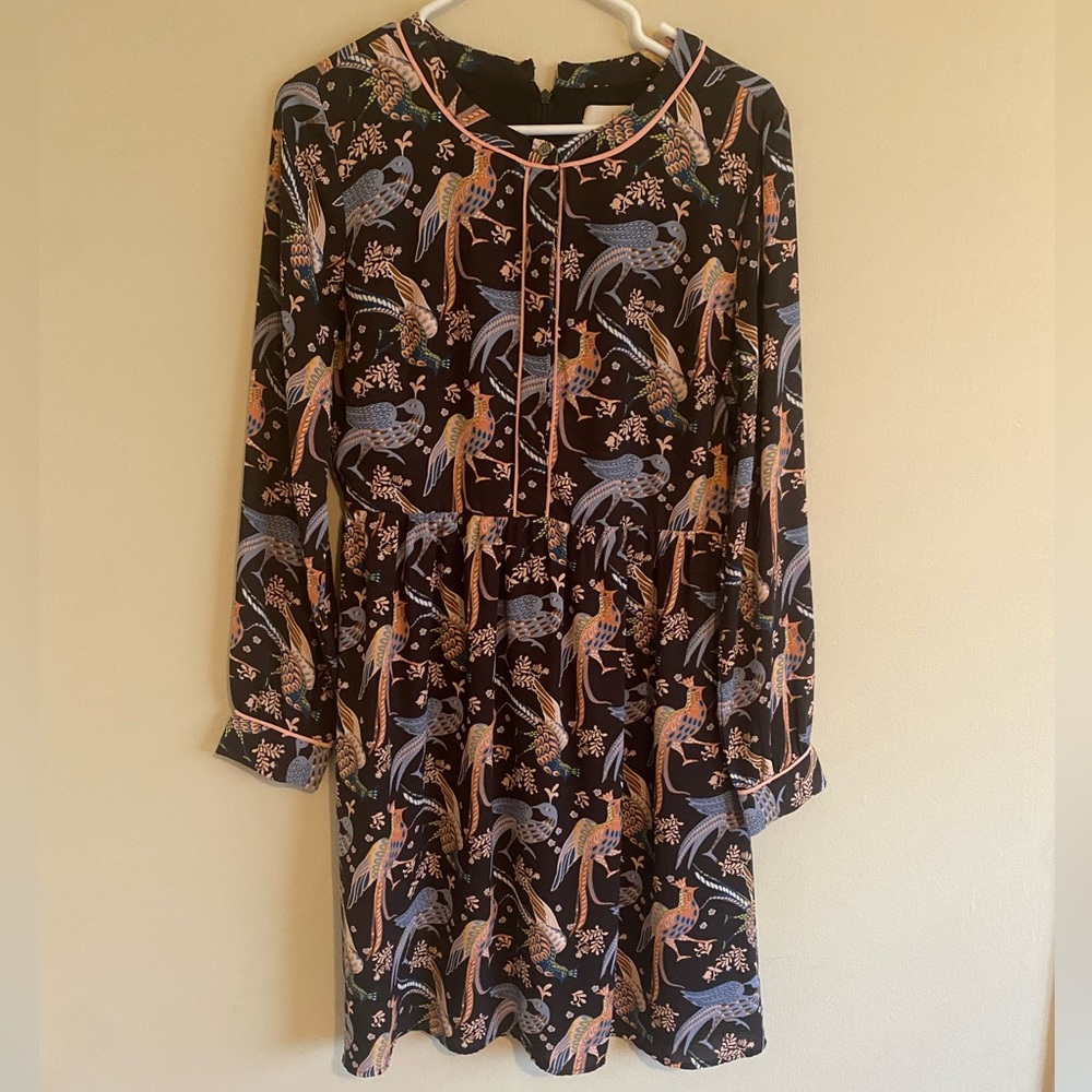 Loft Black Floral Bird Dress